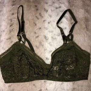 NWOT Free People Olive Green Lace Bra